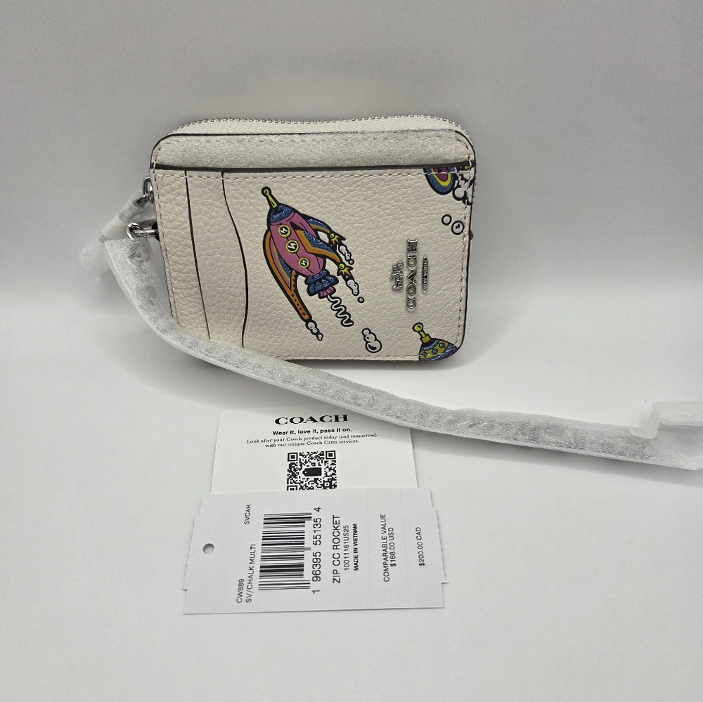 Coach Cosmic Zip Card Case With Rocket Print cw889